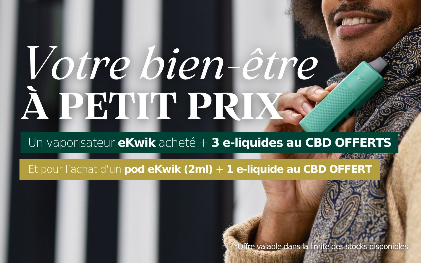 Offre ekwik + liquide offert